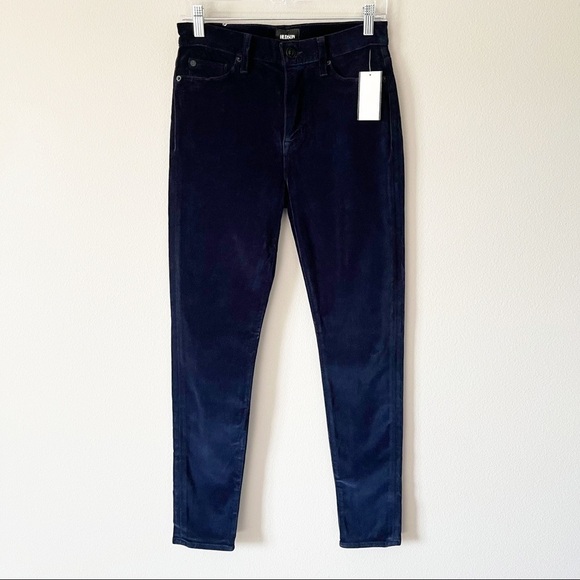Hudson Jeans NWT Barbara High Waist Super Skinny Ankle Dark Obsidian Velvet 27 - Picture 1 of 12